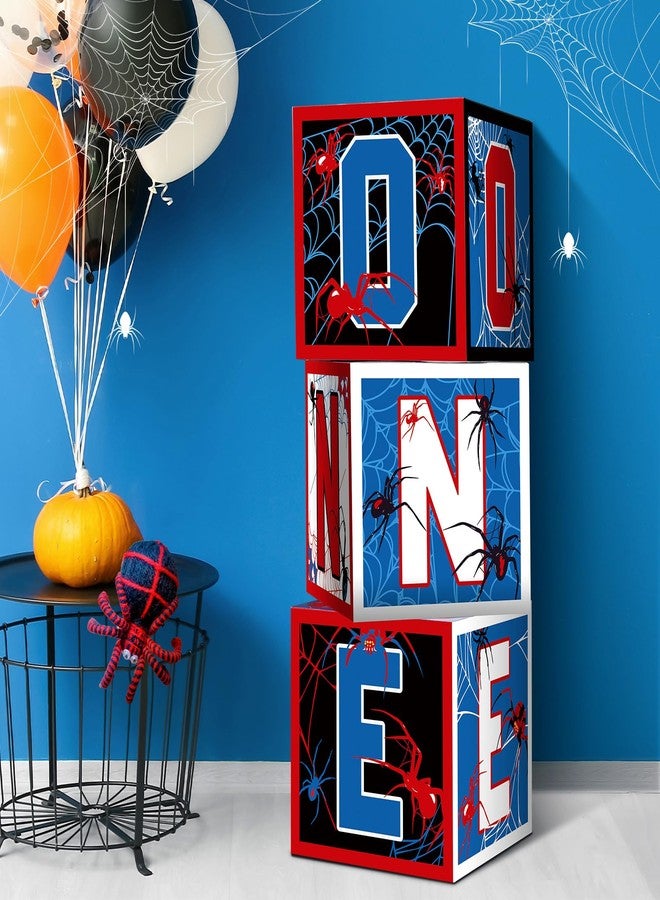 Feifeiya 3 Pcs Spider 1st Birthday Decoration Spider Theme Balloon Boxes One Baby Letter Box Theme One Blocks for Boy First Birthday Party Decoration Backdrop Photoshoot Props - Image 1