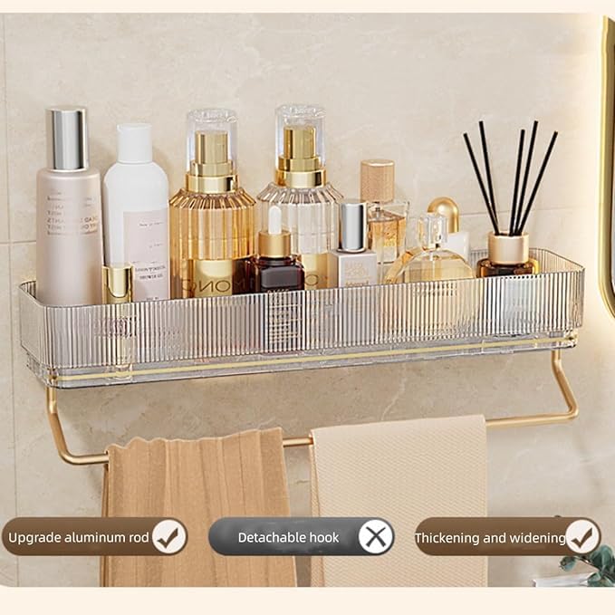 Deoxys Bathroom Shelves Without Holes Washroom Wall Mounted Shelf Hanging Household Towel Rack Sink Storage Racks Closet OrganizerGreen - Image 2