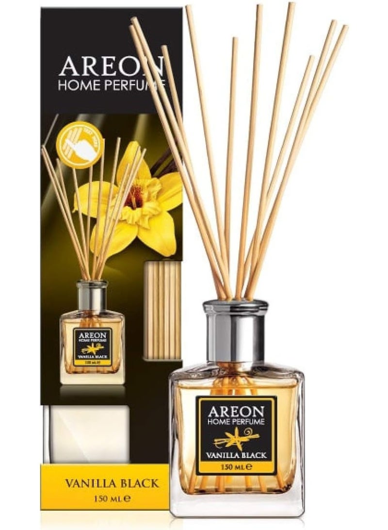 معطر هواء المنزل من أريون - موزع عطر بالقصب 150 مل مع 10 قصب من الخيزران - فانيليا سوداء
