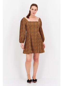 Missguided Women Petite Animal Print Mini Dress, Brown  - Image 4