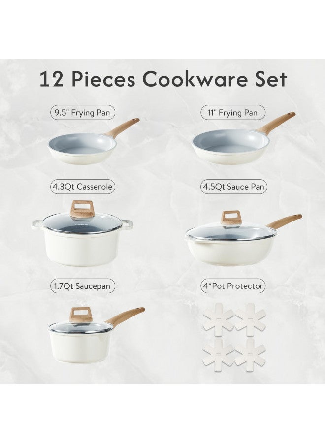 CAROTE CAROTE 12 Pcs Ceramic Pots and Pans Set, Nonstick Cookware Sets Kitchen Cooking Set Induction Non Stick Pots and Pans PFAS and PFOA Free  - Image 1