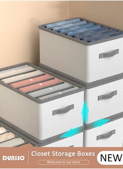 DUNISO 3 Pieces Foldable Closet Storage Organizer Washable Closet Storage Box with Carrying Handles Toy Organizer Box Cube Storage Bin for Clothes Wardrobe Home Bedroom Office  - Image 1