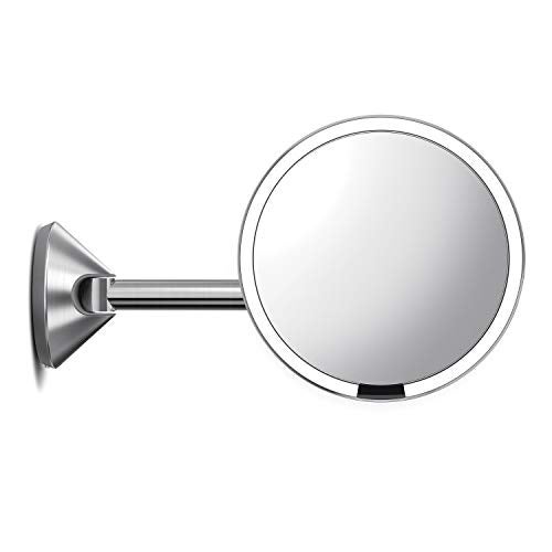 simplehuman Brushed 8 Round Wall Mount Sensor Makeup Mirror 5x Magnification HardWired 100240v Stainless Steel 8 - Image 3
