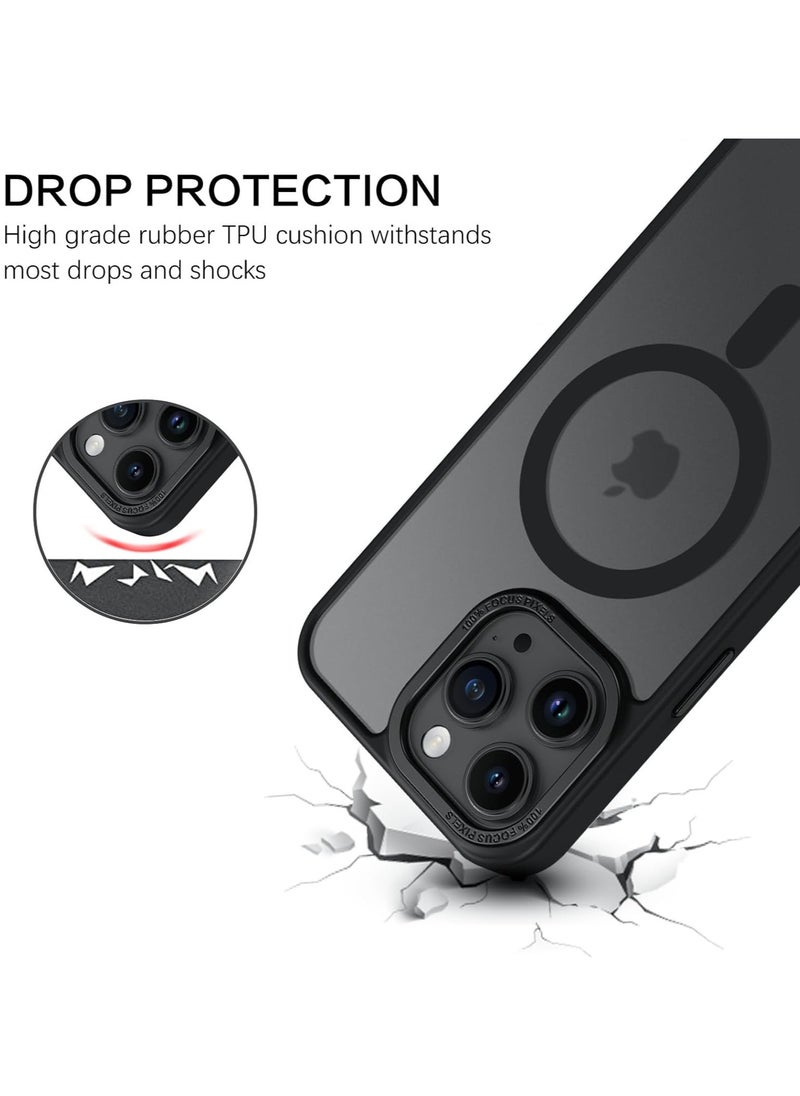 Generic - Magnetic Case for iPhone 14 Pro 6.1 Inch Case Translucent Matte Phone Case Slim Thin Shockproof Anti-Yellow Women Men Girls Boys Protective Cover (Black) - Image 1