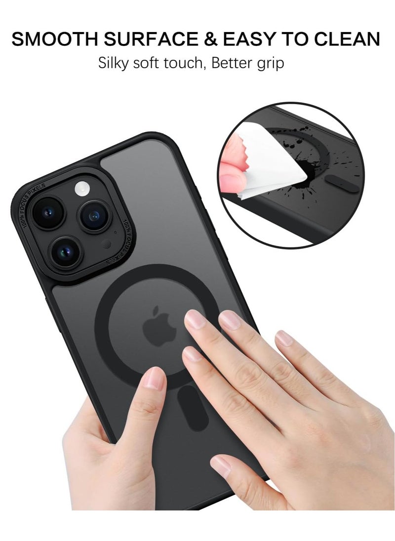 Generic - Magnetic Case for iPhone 14 Pro 6.1 Inch Case Translucent Matte Phone Case Slim Thin Shockproof Anti-Yellow Women Men Girls Boys Protective Cover (Black) - Image 1