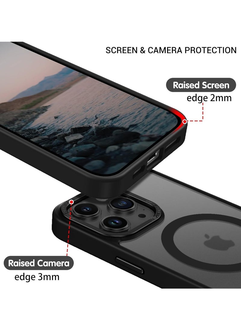 Generic - Magnetic Case for iPhone 14 Pro 6.1 Inch Case Translucent Matte Phone Case Slim Thin Shockproof Anti-Yellow Women Men Girls Boys Protective Cover (Black) - Image 1