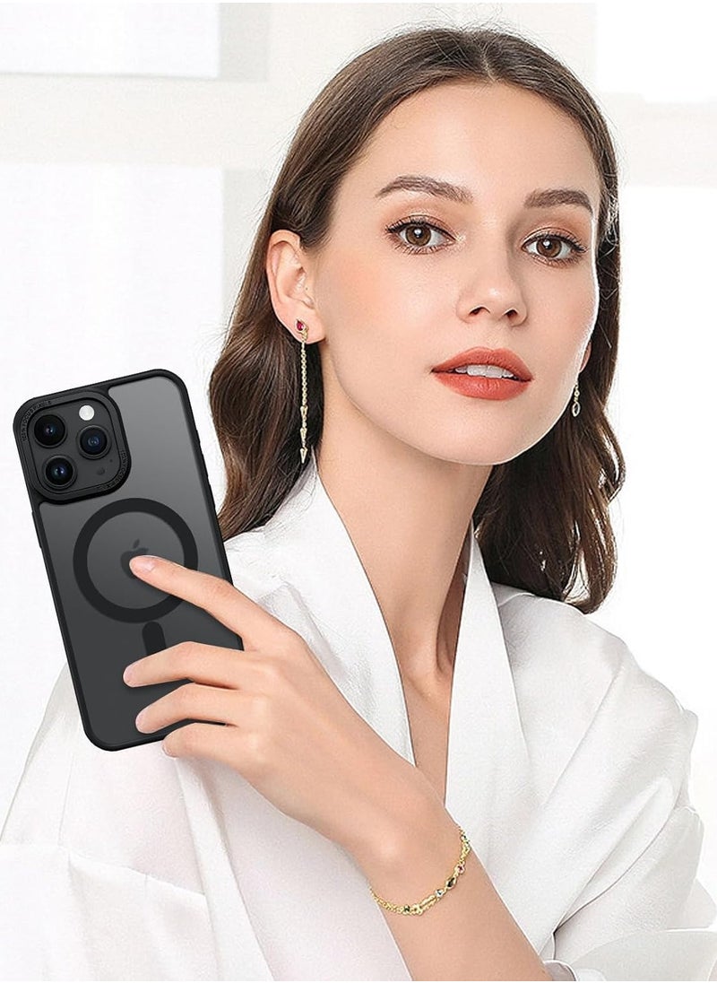 Generic - Magnetic Case for iPhone 14 Pro 6.1 Inch Case Translucent Matte Phone Case Slim Thin Shockproof Anti-Yellow Women Men Girls Boys Protective Cover (Black) - Image 1