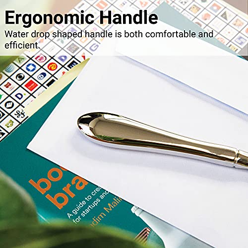 Uncommon Desks Silver Letter Opener Knife - Smooth Metal Plated Envelope Opener - Ergonomic Rounded Handle for Comfort - Home and Office Mail Supplies - 2 Pack - Image 3
