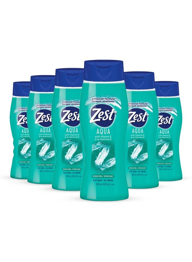 زيست غسول الجسم المرطب زيست أكوا، 18 أونصة سائلة (عبوة من 6 قطع) - جل استحمام مرطب ومنعش، يُرغى بسهولة للحصول على حمام فقاعات مريح - منظف رغوي ومقشر للبشرة للحصول على بشرة ناعمة ونظيفة - Image 1