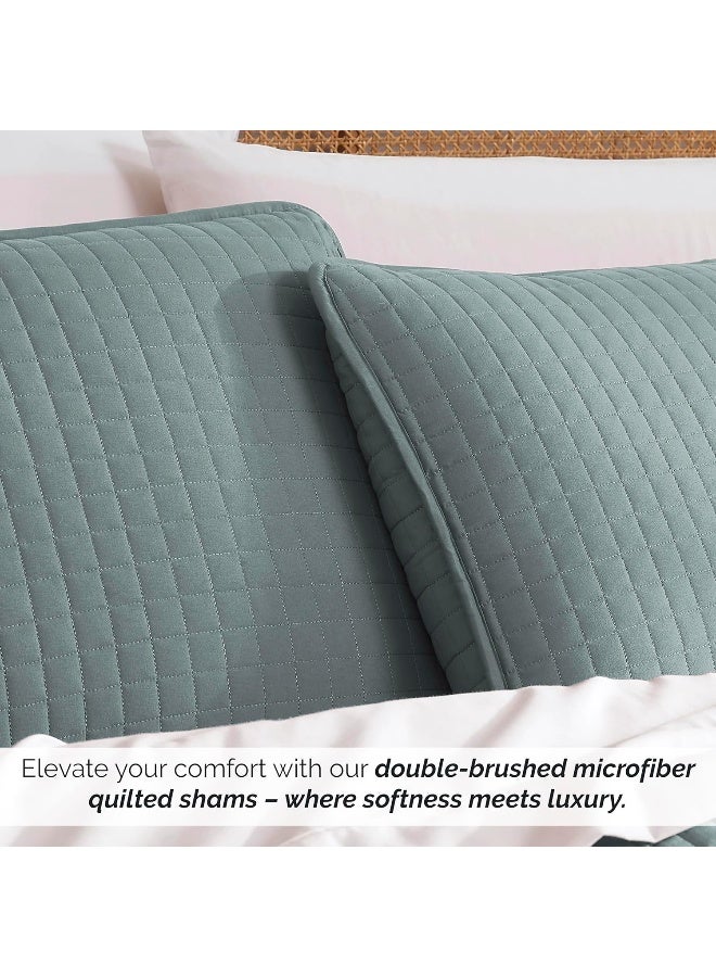 Southshore Fine Living, Inc. Blue Pillow Covers 20"x26", Decorative Pillow Shams Standard Size Set of 2, Fits Twin/Full/Queen Bed, Quilted Pillow Shams Complement Quilt Set, Steel Blue  - Image 4
