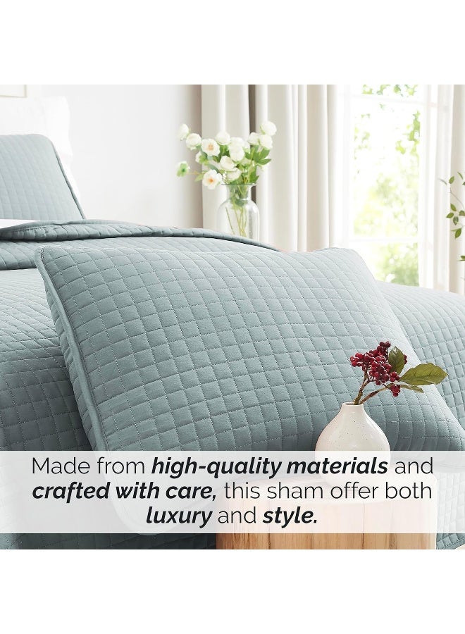 Southshore Fine Living, Inc. Blue Pillow Covers 20"x26", Decorative Pillow Shams Standard Size Set of 2, Fits Twin/Full/Queen Bed, Quilted Pillow Shams Complement Quilt Set, Steel Blue  - Image 3