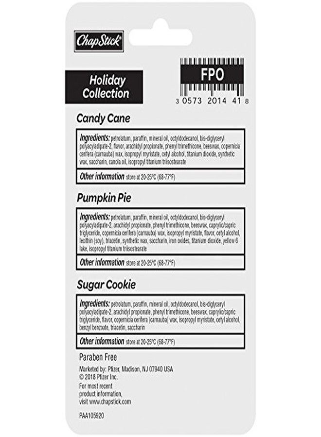 ChapStick Holiday Collection, Lip Balm Tube, 0.15 Ounce Each (Candy Cane, Pumpkin Pie & Sugar Cookie Flavors, 1 Blister Pack of 3 Sticks, Great Gifts for Women - Image 5