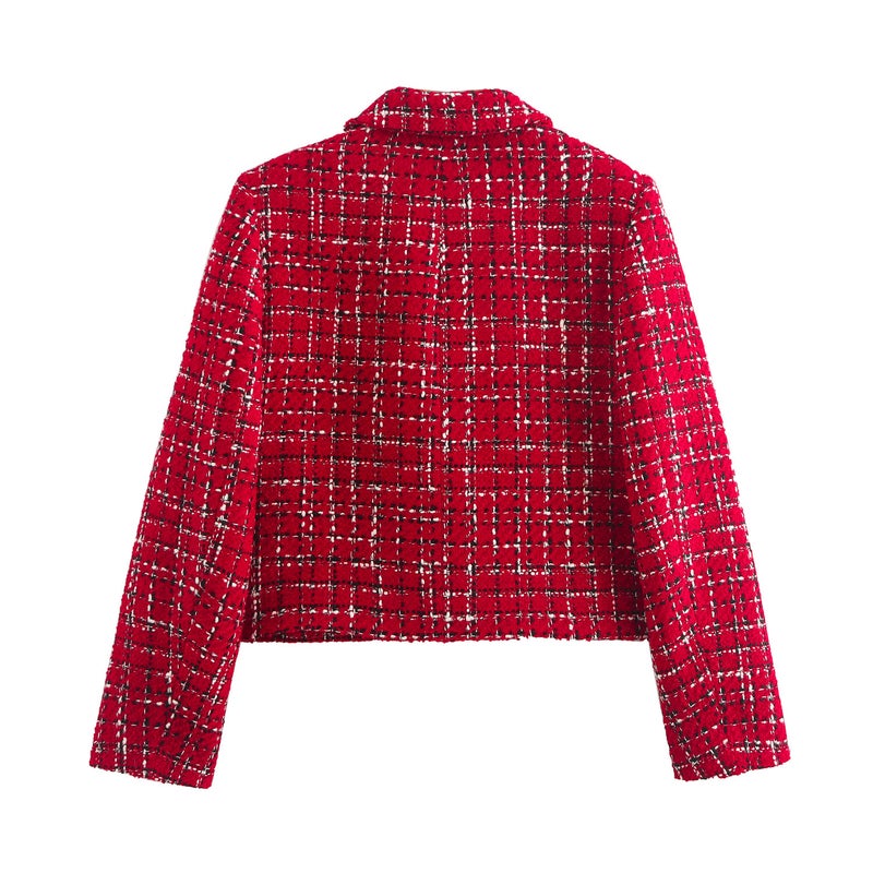2024 Autumn Women'S New Lapel Single Breasted Pocket Wool Jacket + Short Skirts Texture Women - Image 4