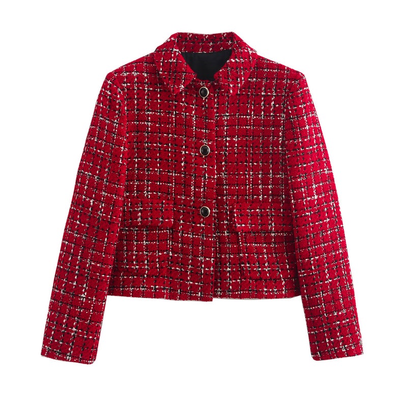 2024 Autumn Women'S New Lapel Single Breasted Pocket Wool Jacket + Short Skirts Texture Women - Image 3