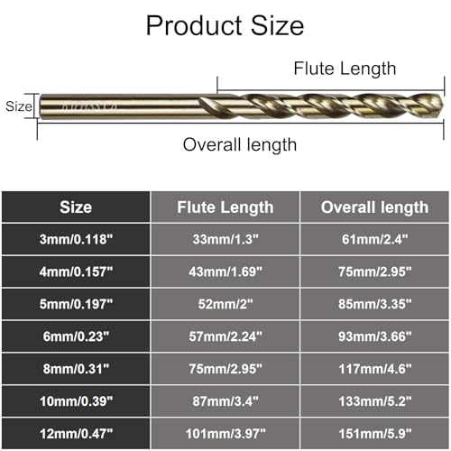 Sipery 15/64 Inch Cobalt Drill Bits, M35 HSSCO High Speed Steel 6MM Twist Drill Bit Set for Hardened Metal, Stainless Steel, Cast Iron, Plastic and Wood 10Pcs - Image 3