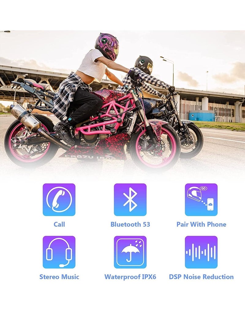 Motorcycle Bluetooth Headset Bluetooth Motorcycle Helmet Headphone with DSP Multiple Noise Reduction Microphone IPX6 Waterproof Motorcycle Bluetooth Speakers for Various Helmets