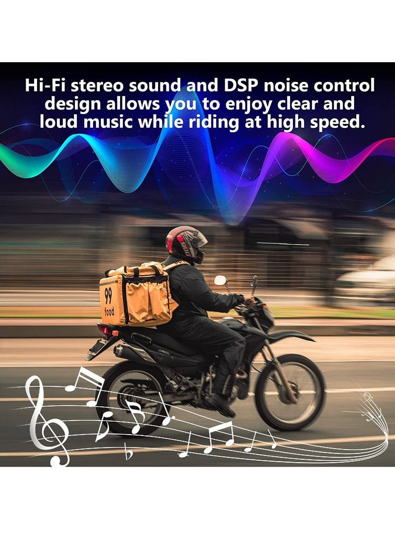 Motorcycle Bluetooth Headset Bluetooth Motorcycle Helmet Headphone with DSP Multiple Noise Reduction Microphone IPX6 Waterproof Motorcycle Bluetooth Speakers for Various Helmets