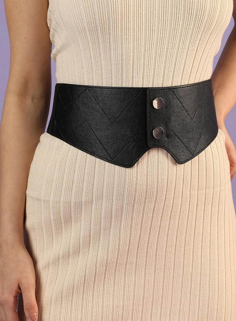 Haute Sauce  Black Solid Corset Belt for Women | Best Price UAE