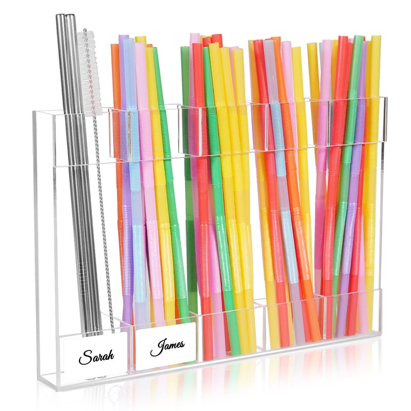 ARTFLY 9.8â€ Large Acrylic Straw Holder for Cabinet Door - Reusable Straw Organizer Storage, Holds 80+ Straws, Ultra Sticky Adhesive Door Mounted, Kitchen Cabinet Accessories Container (Transparent) - Image 1