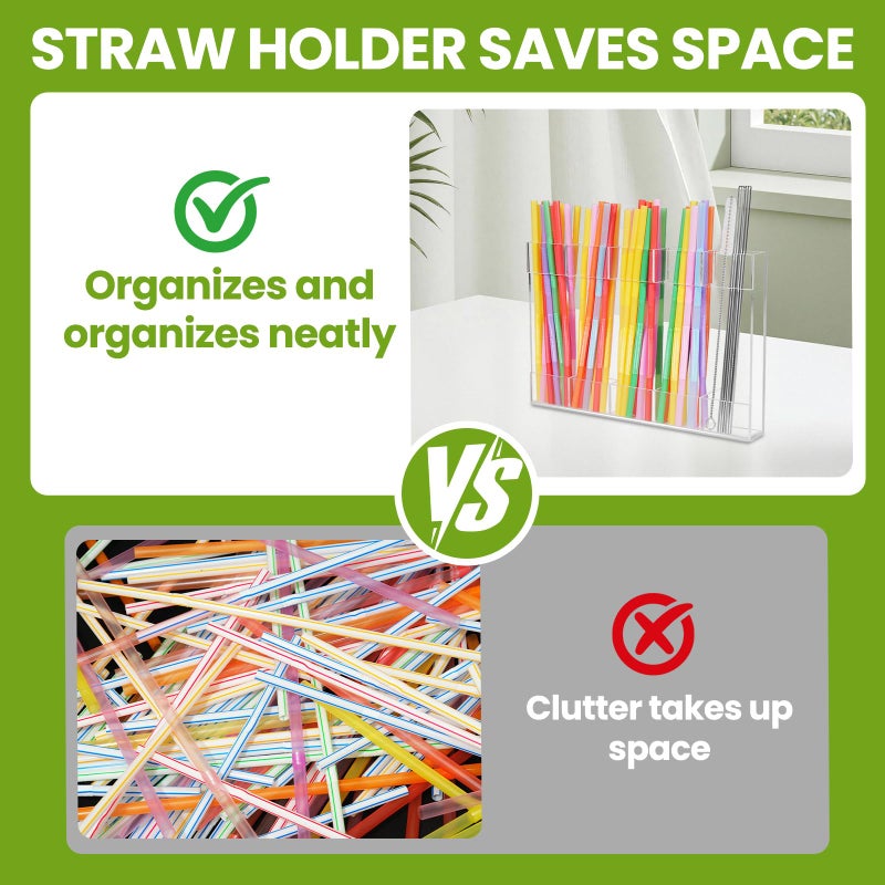 ARTFLY 9.8â€ Large Acrylic Straw Holder for Cabinet Door - Reusable Straw Organizer Storage, Holds 80+ Straws, Ultra Sticky Adhesive Door Mounted, Kitchen Cabinet Accessories Container (Transparent) - Image 3