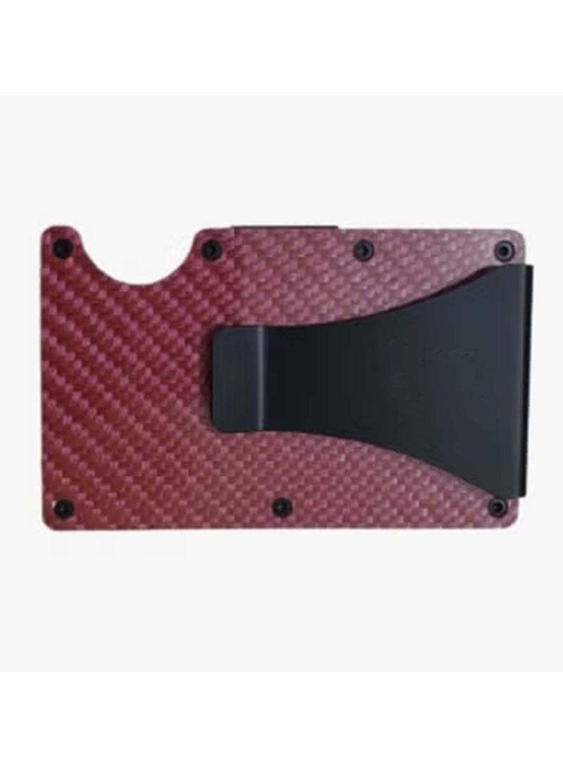 محفظة بطاقات بمشبك نقود معدنية من الألومنيوم من ألياف الكربون من - Image 3