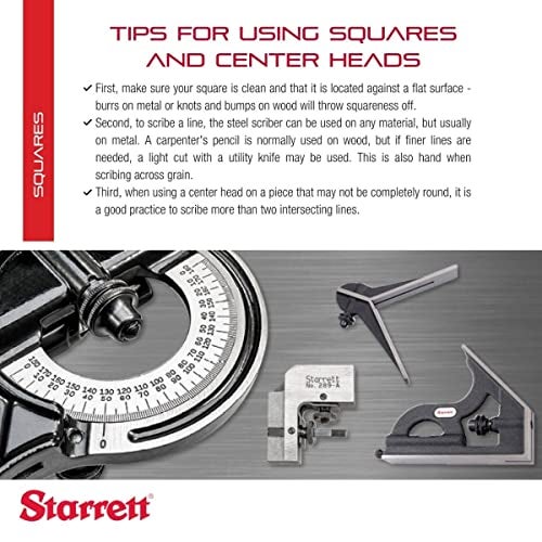 Starrett Center Head for 12"/300mm and Larger Combination Squares, Combination Sets and Bevel Protractors - Black Wrinkle-Finished, Cast Iron Steel Center Head - C11-1224 - Image 2