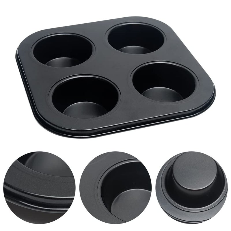 BNYTXV 4 Cup Large Muffin Cupcake Moulds/Trays, Non Stick Cupcake Muffins Tin Baking Tray 2 Pack Carbon Steel Round Muffin & Cupcake Pans, Dishwasher Oven Safe - Image 3