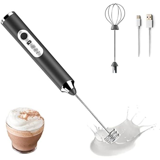 Mular Milk Frother Coffee Milk Frother Usb Rechargeable Handheld Milk Frother 1 Milk Frother 1 Whisk For Cappuccino Hot Chocolate Coffee Latte - Image 1