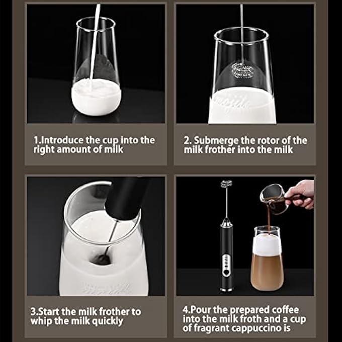 Mular Milk Frother Coffee Milk Frother Usb Rechargeable Handheld Milk Frother 1 Milk Frother 1 Whisk For Cappuccino Hot Chocolate Coffee Latte - Image 4
