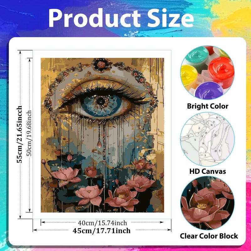 Xcemhil Paint By Numbers Kit For Adults Eye  Paint By Number Eye And Lotus  Paint By Numbers Kits For Adults Beginner For Gift And Home Wall Decor 16X20 Inch - Image 3