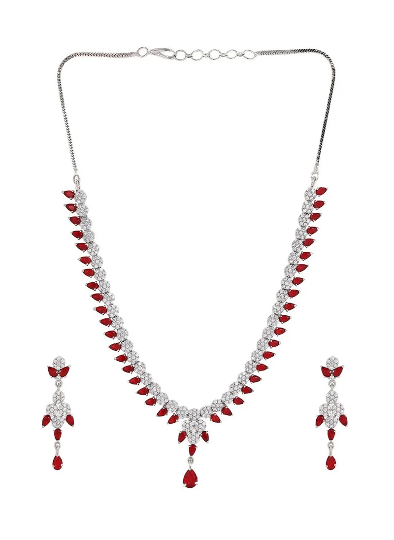 Priyaasi Plated American Diamond Stone Studded Jewellery Set