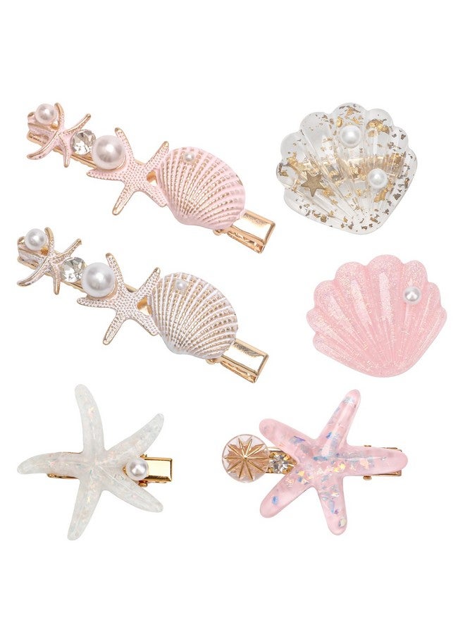 Es Starfish Hair Clip Set, Catcan Seashell Hair Clip Beach Hair Clips Princess Seashell Hair Accessories For Women Hairstyle Tool Supplies