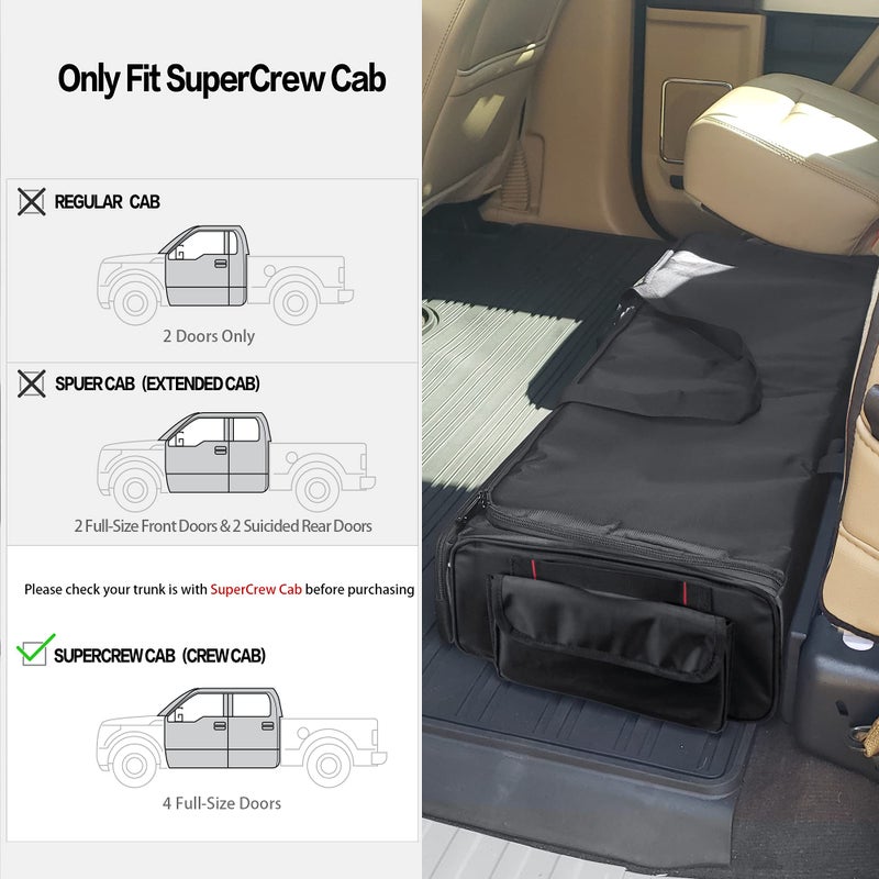 samdew Underseat Storage Bag Fit for SuperCrew Cab, Truck Under Seat Organizer with 4 Detachable Inner Dividers & Anti-slip Bottom for Full Size Trucks, Black - Image 2