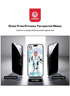 Unipro Privacy Tempered Glass Screen Protector for iPhone 14 Pro Max , Dust-Free Installation, Anti-Spy,Easy Installation  - Image 4