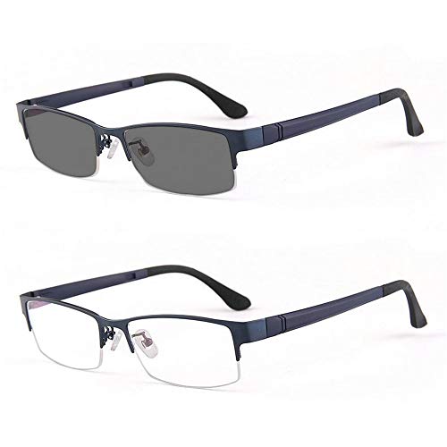 mincl/Photocromic Lens Transition Sunglasses Business Frames Reading Glasses (blue-photochromatic, 0.0) - Image 1