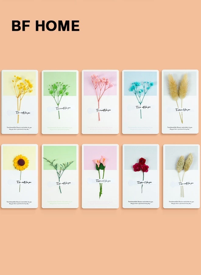 BF HOME Creative 3D Flower Foldable Greeting Card Set – 10pcs Blank Invitation Cards for Birthday, Thanksgiving, Teacher's Day, Wedding, Blessing Ramadan – Ins Style Dried Flower Design - Image 1