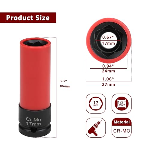 ITEQ Protective Wheel Lug Nut Socket for Mercedes Benz with 17mm Convex, Flower Head Lug Nut Socket - Image 2