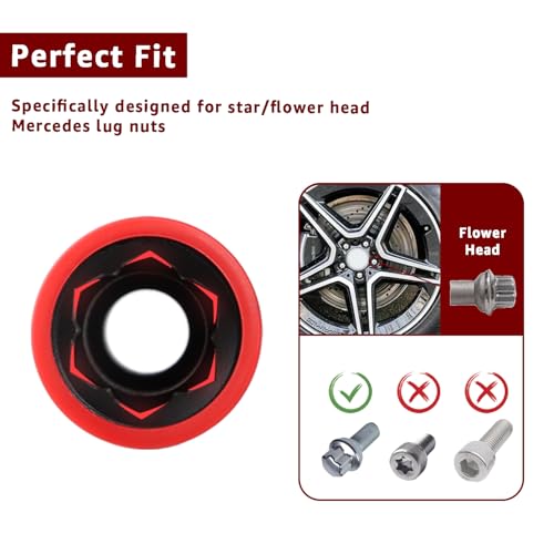 ITEQ Protective Wheel Lug Nut Socket for Mercedes Benz with 17mm Convex, Flower Head Lug Nut Socket - Image 3