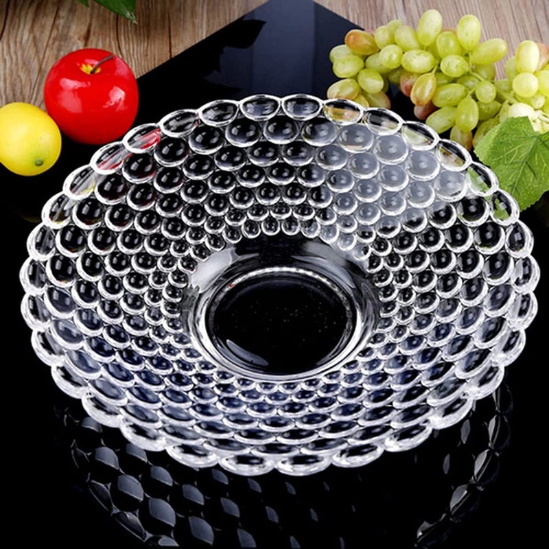 ConvertKitchen Glass Fruit Bowl Plate for Dining Table Classic Bubble Design Set of 1 - Image 5