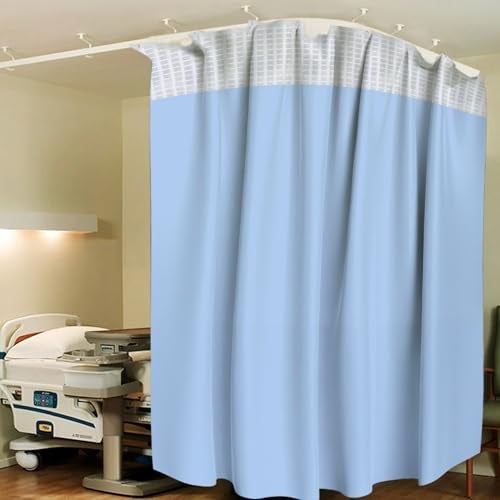 Kuber industries AC Curtain | PVC Hospital Bed Curtain | Curtains for Hospital | Curtain for Bathroom | Window Blackout Curtain | Shower Curtain with 8 Rings | 7 Feet | Blue - Image 4