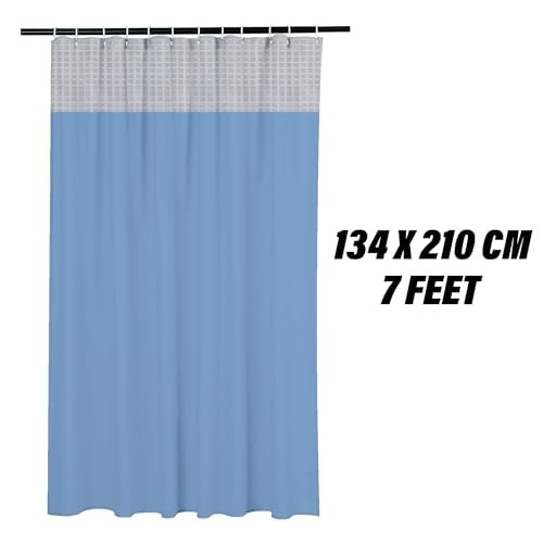 Kuber industries AC Curtain | PVC Hospital Bed Curtain | Curtains for Hospital | Curtain for Bathroom | Window Blackout Curtain | Shower Curtain with 8 Rings | 7 Feet | Blue - Image 3