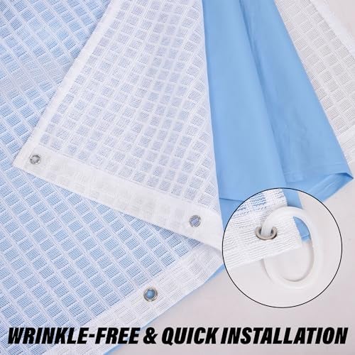 Kuber industries AC Curtain | PVC Hospital Bed Curtain | Curtains for Hospital | Curtain for Bathroom | Window Blackout Curtain | Shower Curtain with 8 Rings | 7 Feet | Blue - Image 5