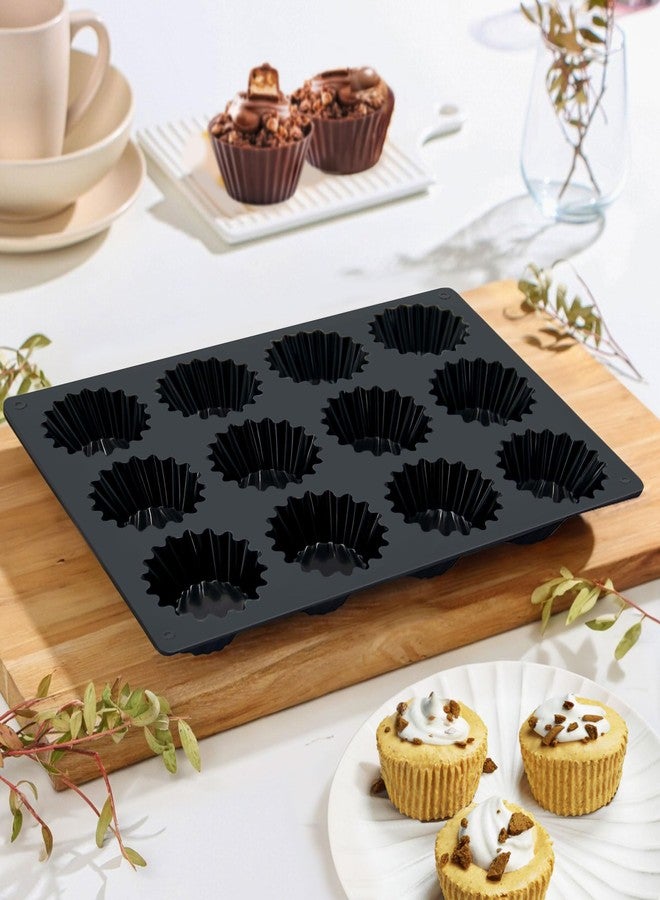 Dropower Silicone Peanut Butter Cup Molds 12 Cups Chocolate Candy Mold Mini Tart Pan for Keto Fat Bombs, Reese, Jello, Brownies, Cordial 2Pack Black - Image 4