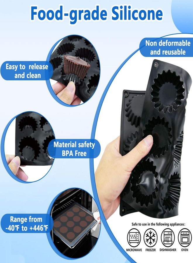 Dropower Silicone Peanut Butter Cup Molds 12 Cups Chocolate Candy Mold Mini Tart Pan for Keto Fat Bombs, Reese, Jello, Brownies, Cordial 2Pack Black - Image 3