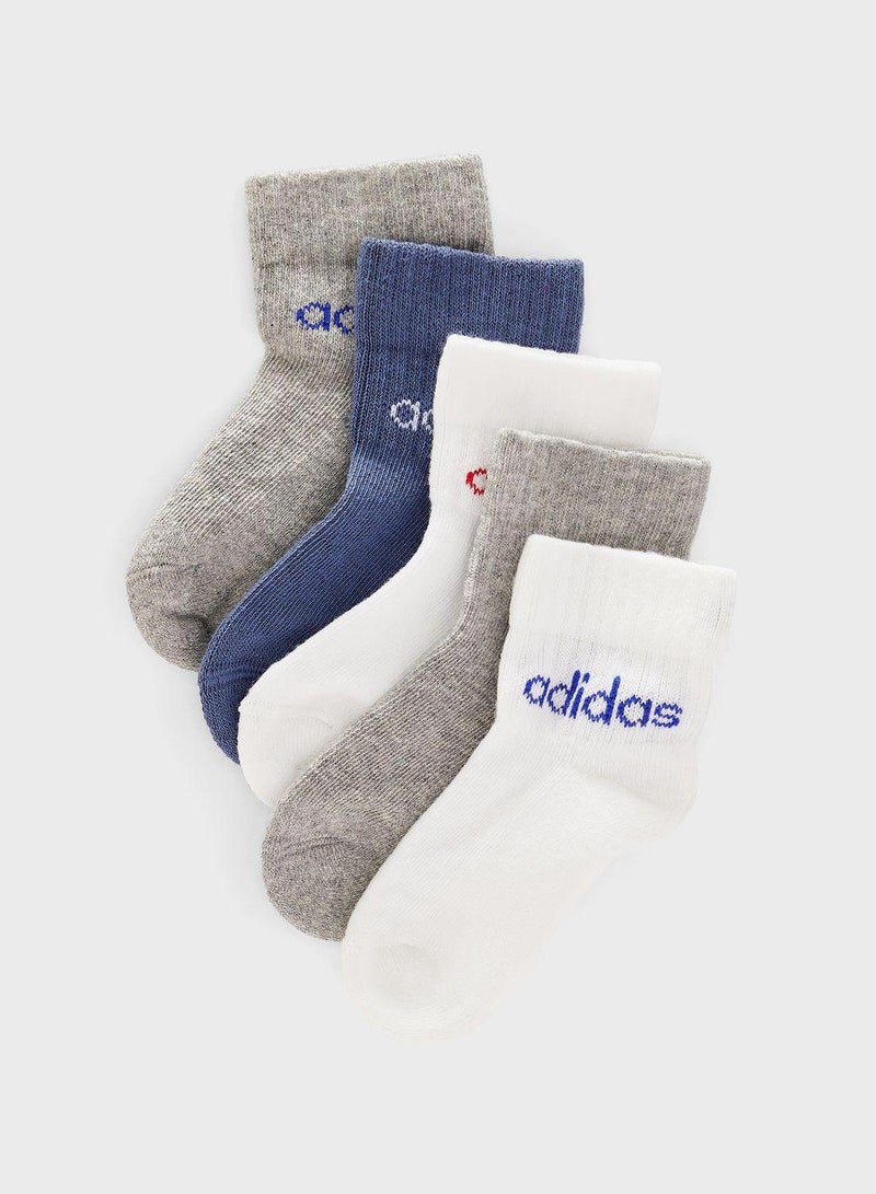 Adidas جوارب كاحل للأطفال 5 قطع خطية - Image 1