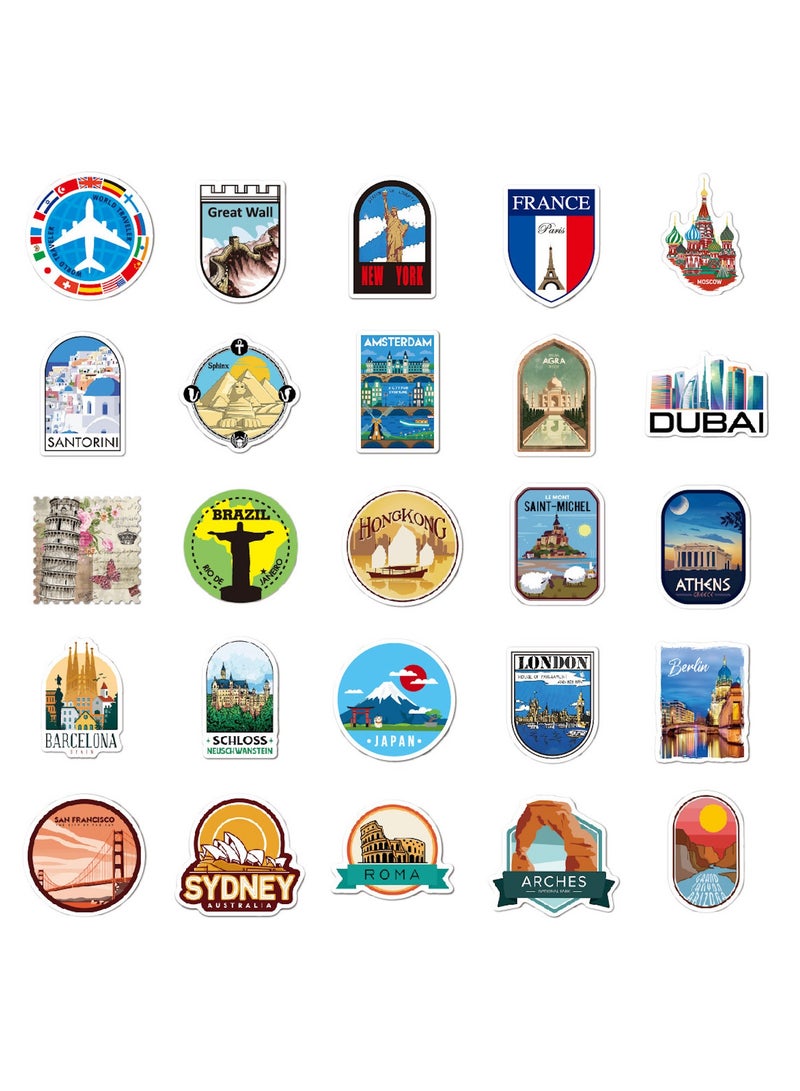 ORAINBOW Travel Around The World Stickers 50 Pack Vinyl Laptop Stickers Waterproof Travel Map Stickers for Water Bottles -Graffiti Stickers Pack for Teens Girls Kids Adults - Image 3