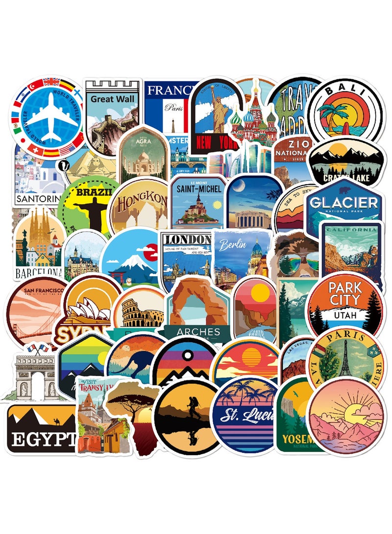 ORAINBOW Travel Around The World Stickers 50 Pack Vinyl Laptop Stickers Waterproof Travel Map Stickers for Water Bottles -Graffiti Stickers Pack for Teens Girls Kids Adults - Image 5