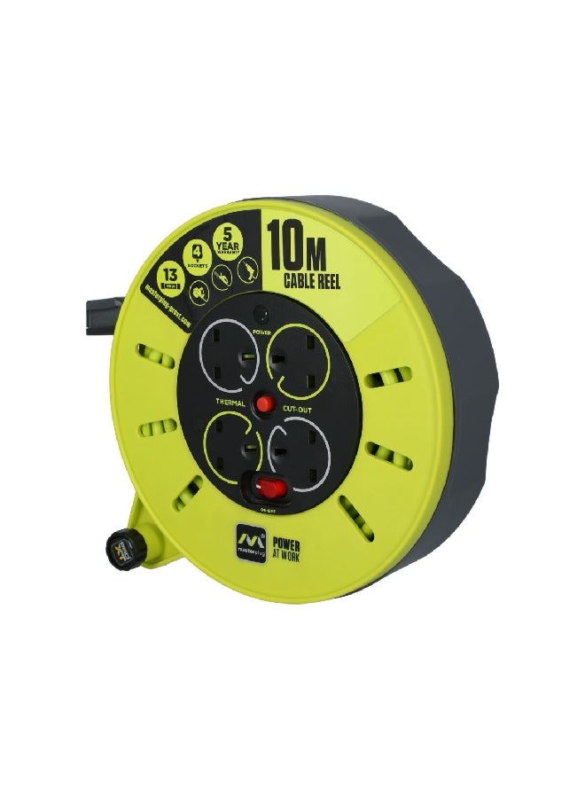 ماستربلاج بكرة تمديد 13 أمبير رباعية الاتجاهات باللونين الاسود والاخضر بطول 10 متر من ماستر بلاغ CMU10134SL - Image 2