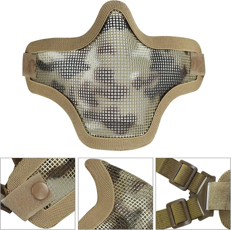 Aoutacc Airsoft Mask and Goggles, Airsoft Half Face Mask Steel Mesh and Goggles Set for CS Paintball Shooting War Game Cosplay - Image 2