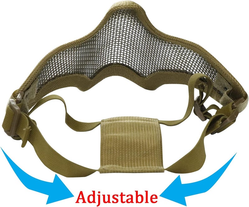 Aoutacc Airsoft Mask and Goggles, Airsoft Half Face Mask Steel Mesh and Goggles Set for CS Paintball Shooting War Game Cosplay - Image 5
